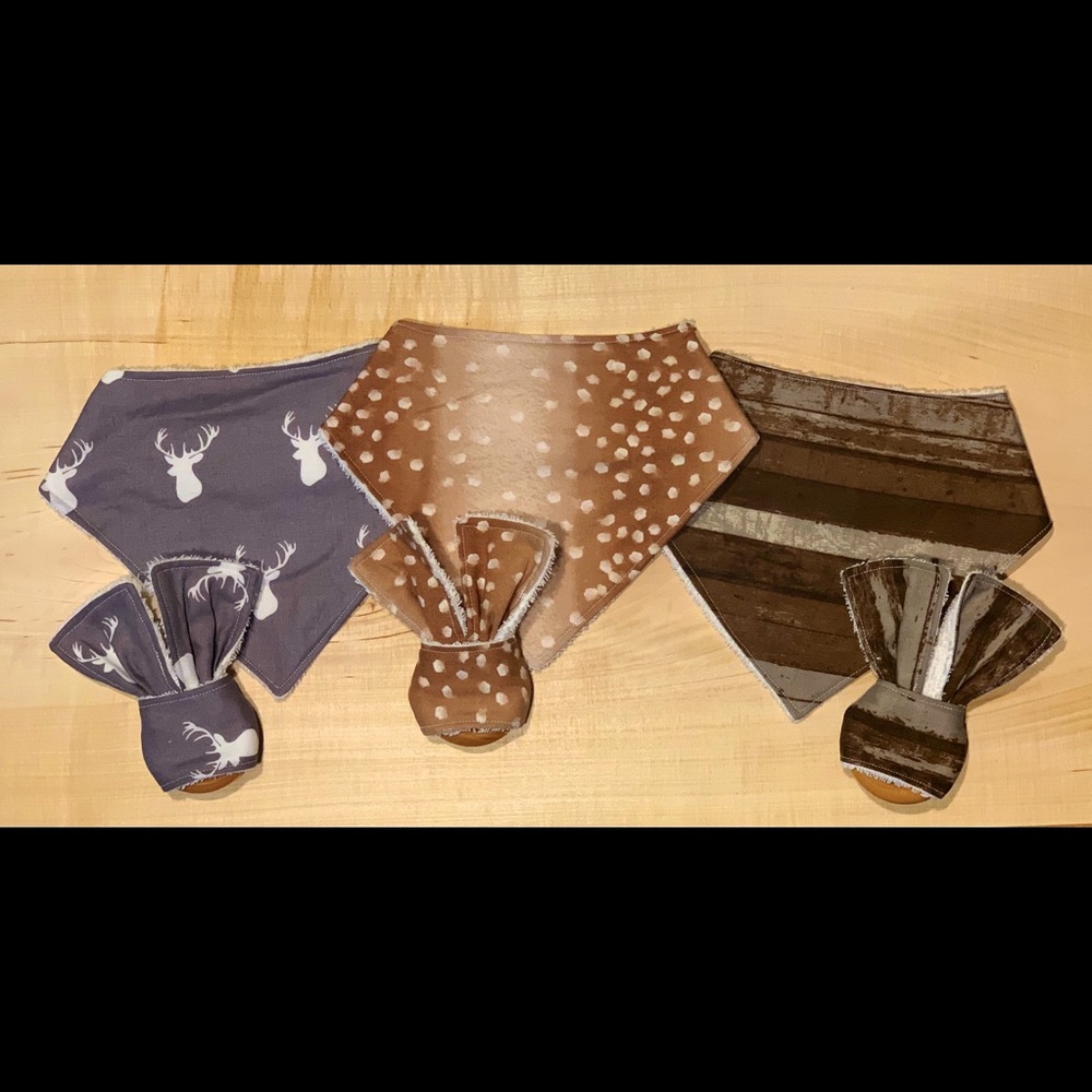 Rustic bibs and teethers